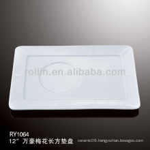 dishwasher safe white porcelain rectangular decorative saucer